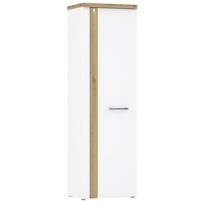 Garderobenschrank Talena 1 Weiß 61x196x44 cm LED Flur Diele Garderobe