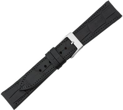 Minott > Uhrenarmband schwarz Kalbsleder > Verlauf Krokoprägung