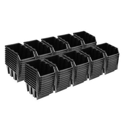 100x Sichtlagerbox Sortierbox Lagerbox Stapelbox schwarz NP8 Lagersystem