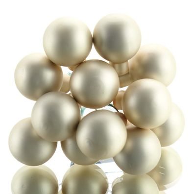 Mini-Weihnachtskugeln Pearl beige am Draht matt Ø 2,5 cm aus Glas - 12er Set