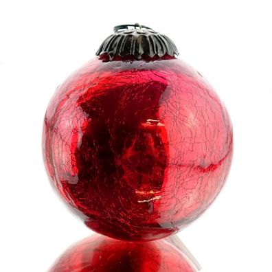 Weihnachtskugel Craquelé Optik Rot Ø 7,5 cm - Glas