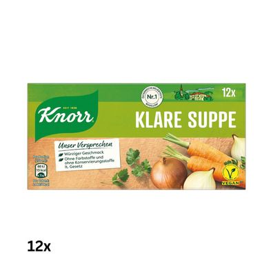 Knorr Klare Suppe, rein pflanzlich, 12x12 Würfel, 1,632kg (12x136 Gramm)