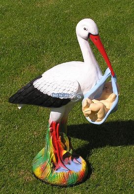 Klapperstorch Figur Aufstellfigur Haustür Garten Begrüßung Neugeborene Baby Storch