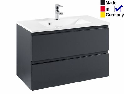 Waschtisch mit Becken Newport 11 Hochglanz grau 80x56x47 cm Waschplatz