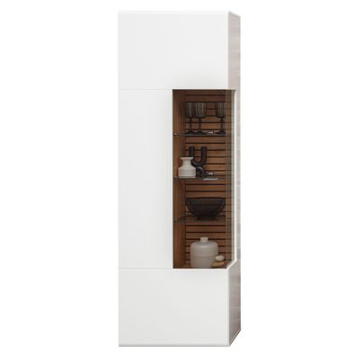 Vitrine Frederik 1L weiß Artisan Eiche 65x201x40cm Vitrinenschrank LED