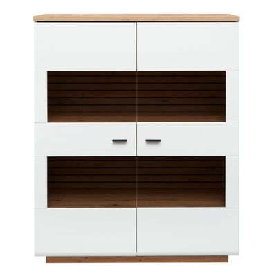 Highboard Frederik 5 weiß Artisan Eiche 110x136x40 cm Schrank LED