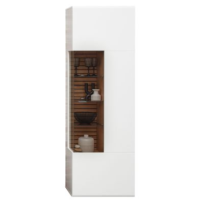 Vitrine Frederik 1R weiß Artisan Eiche 65x201x40 cm Vitrinenschrank LED