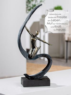 Gilde Skulptur, "Lebensfreude", Fraumotiv, Kunstharz, bronzefarben, schwarz, VE