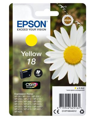 Epson Tintenpatrone 18 T1804 Claria Home Gelb