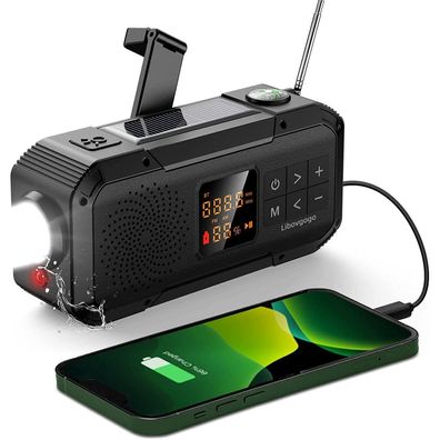 Kurbelradio Notfallradio Solarradio tragbar mit 2000mAh Akku Radio