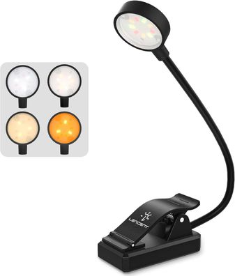 9 LED wiederaufladbare Leselampe, Leselampe 12 Helligkeitsstufen, Clip-Lampen-Clip