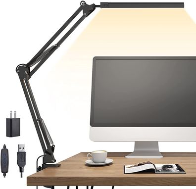 LED-Schreibtischlampe, Rocker-Schreibtischlampe mit Clip, Home-Office-Leseschreibtis