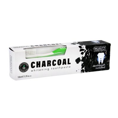 Beauty Formulas Whitening Charcoal Zahnpasta 100ml + Bürste