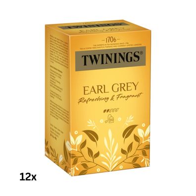 Twinings Earl Grey, Schwarztee, Teebeutel im Kuvert, 12x40g