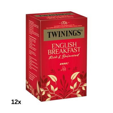 Twinings English Breakfast, Schwarztee, Teebeutel im Kuvert, 12x40g