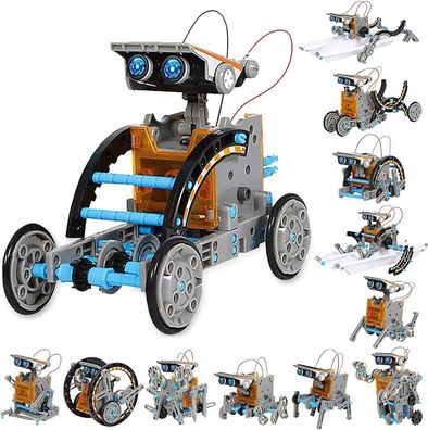 Solar-Roboter-Spielzeug fér Kinder, 12-in-1-Spielzeug-Roboter-Bausatz,