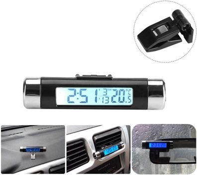 Auto LCD digitales Clip Thermometer Uhr Digital LED Auto Uhr Thermometer