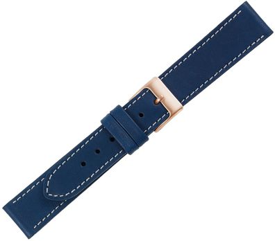 Minott > Uhrenarmband blau Kalbsleder Kontrastnaht > versiegelte Kante