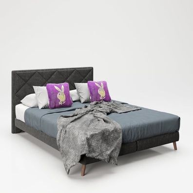 Playboy - Boxspringbett "AUDREY", 160x200, Samtstoffbezug mit Diamond Stitching, inkl