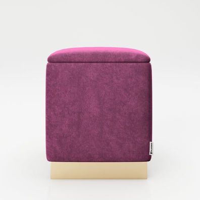 Playboy - eckiger Pouf "BETTY" gepolsterter Sitzhocker mit Stauraum, Samtstoff in Lil