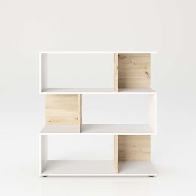 Shelfy - Bücherregal, Büroregal, Raumteiler mit 6 Fächern, asymmetrische Aufteilung