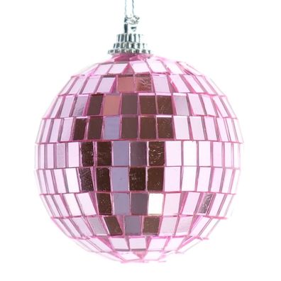 Weihnachtskugel Disco Fuchsia rosa mit Spiegelplättchen Ø 6 cm