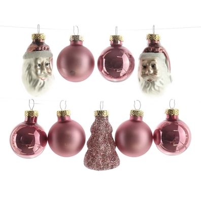 Christbaumkugeln Figuren Mix Rosa aus Glas - 9er Set