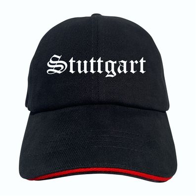 Stuttgart Cappy - Altdeutsch bedruckt - Schirmmütze - Schwarz-Rotes Cap