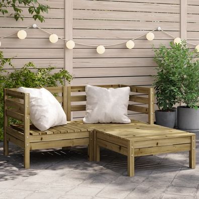 vidaXL Gartensofa 2-Sitzer mit Hocker Kiefernholz Imprägniert