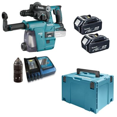 Makita Akku-Kombihammer DHR243RTJW 18V + 2x 5,0Ah + DC18RC + DX07 + MAKPAC 4