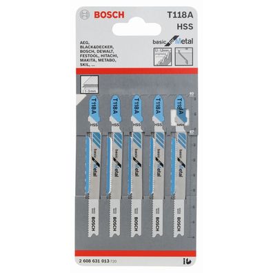 Bosch Stichsägeblätter T 118 A HSS Basic for Metal 5 Stück 2608631013