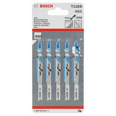 Bosch Stichsägeblätter T 118 B HSS Basic for Metal 5 Stück 2608631014