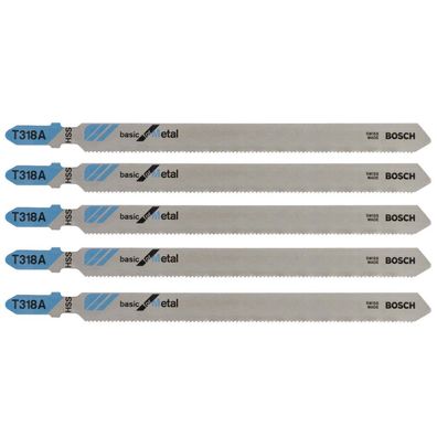 Bosch 5 Stichsägeblätter T 318 A Basic for Metal HSS gewellt gefräst 2608631319