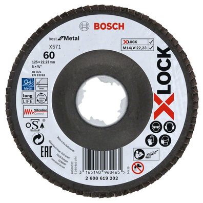 Bosch X-LOCK Fächerschleifscheibe Best f. Metal 125mm K60 abgewinkelt 2608619202