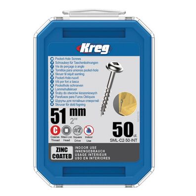 KREG Poket-Hole Taschenlochschrauben 51mm Maxy Loc SML-C2-50-INT Grobgewinde