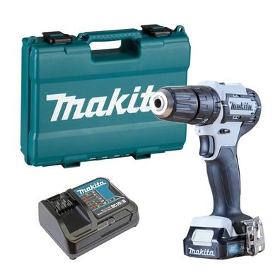 Makita Akku-Schlagbohrschrauber 12V HP333DSAW BL1021 DC10SB weiß Transportkoffer