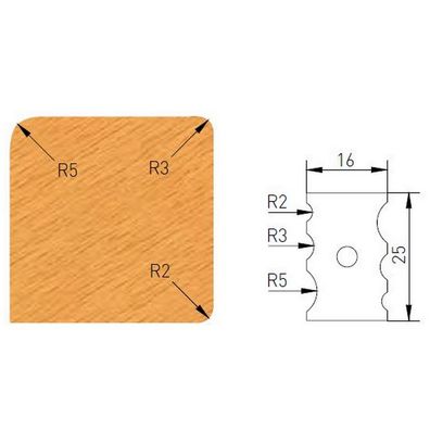 Flury Guhdo HM Profilmesser 25 x 16 x 2 mm 091925 zu Abrundfräser R2 R3 R5