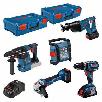 Bosch 5-TLG. KIT 18 V Set 0615990M2X GSB+GWS+GBH+GSA+GLI+3x Akku Procore+gal