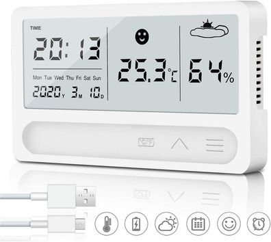 TBoonor Hygrometer Thermometer Innen, Wiederaufladbar Digitales Thermo