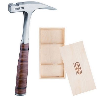 Picard Latthammer Hammer mit Ledergriff 790 Ganzstahl + Holzkiste 345x205x48mm