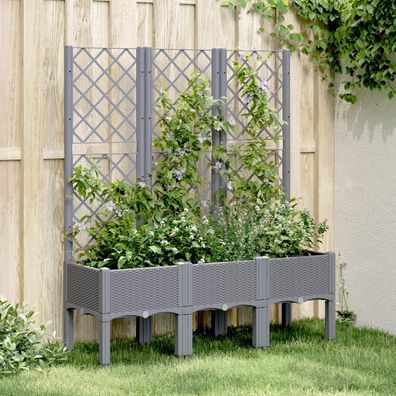 vidaXL Pflanzkübel mit Rankgitter Grau 120x40x142 cm PP