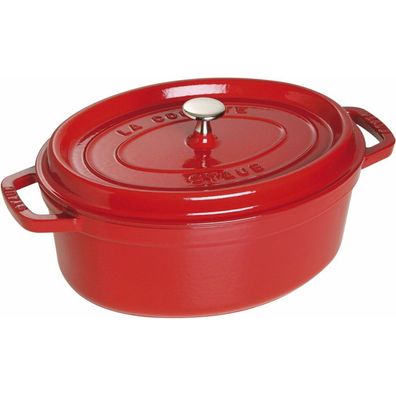 Staub Cocotte oval, Gusseisen emailliert, kirschrot