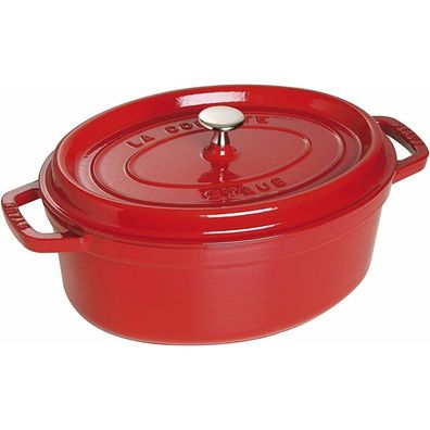 Staub Cocotte oval, Gusseisen emailliert, kirschrot