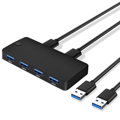 USB 3.0 Switch, 2 IN 4 Out USB 3.0 Teilen Switch Box KM Schalter Tragbar