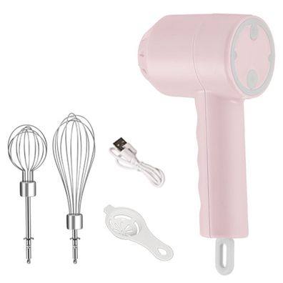 Tragbarer elektrischer Akku-Handmixer, 3-Gang-Rosa