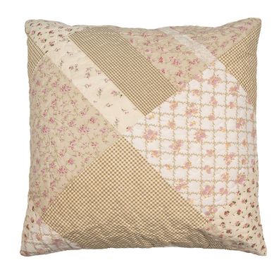 Clayre & Eef Kissenbezug 50x50 cm Grün Beige Polyester Blumen (Gr. 50x50 cm)