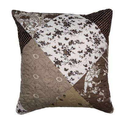 Clayre & Eef Kissenbezug 40x40 cm Braun Polyester Blumen (Gr. 40x40 cm)