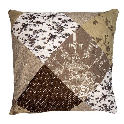 Clayre & Eef Kissenbezug 50x50 cm Braun Polyester Blumen (Gr. 50x50 cm)