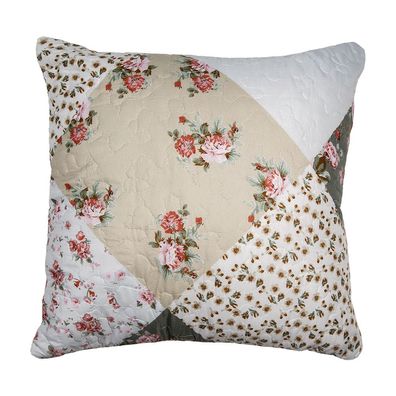 Clayre & Eef Kissenbezug 40x40 cm Grün Beige Polyester Blumen (Gr. 40x40 cm)