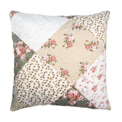 Clayre & Eef Kissenbezug 50x50 cm Grün Beige Polyester Blumen (Gr. 50x50 cm)